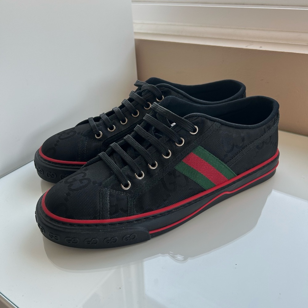 Gucci Men's Black Tennis 1977 GG Supreme Sneakers Size 9.5